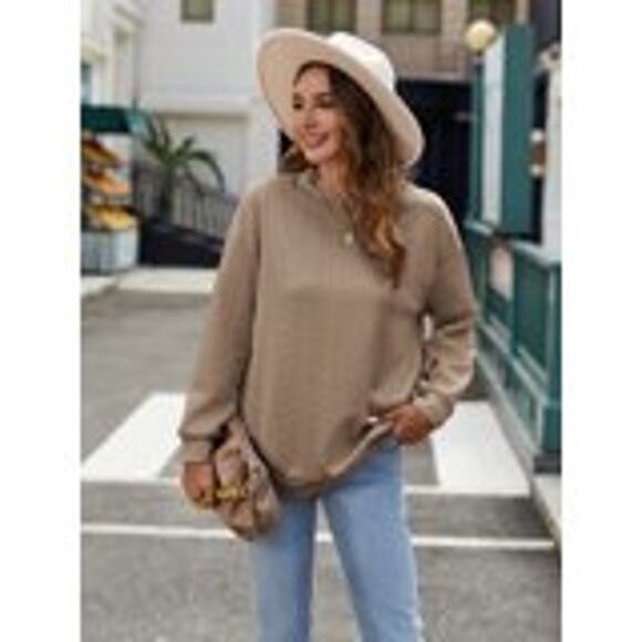 New Large Long Sleeve Cable Knit Textured Pullover Crewneck Tunic Sweatshirt - Picture 3 of 4